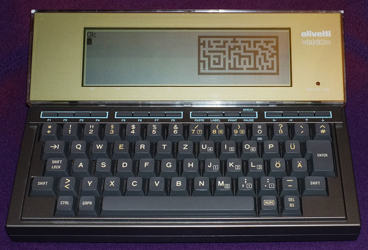 The maze map on the Olivetti M10's display