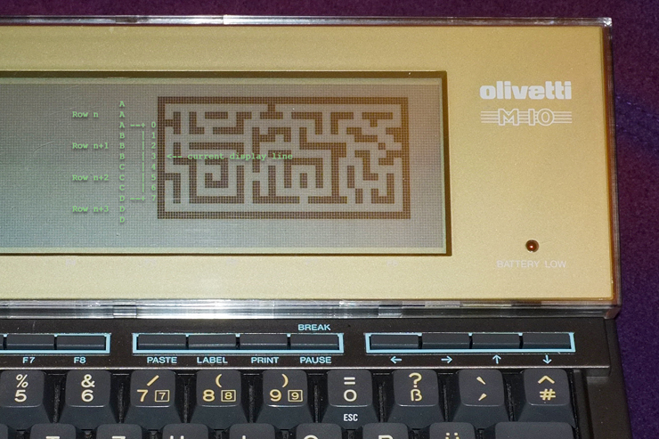Putting the maze map on the Olivetti M10's display