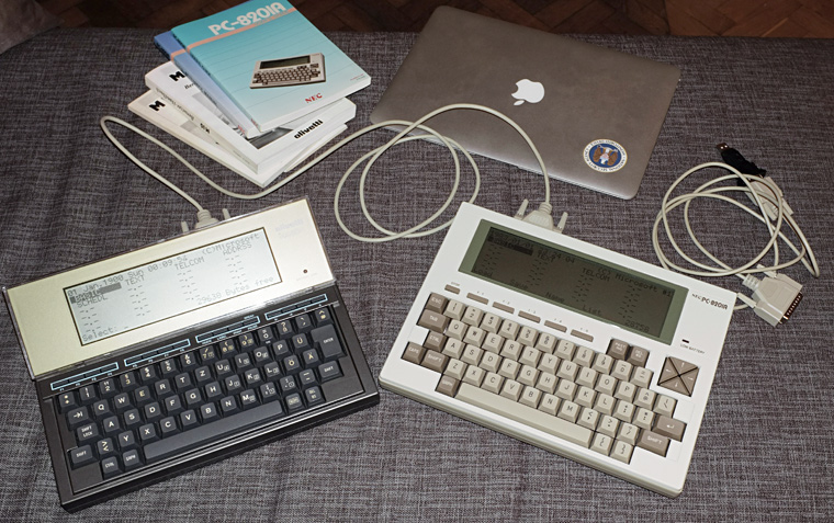 The setup: Olivetti M10 and NEC PC-8201A