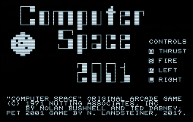 Personal Computer Space Transactor 2001 (title screen)