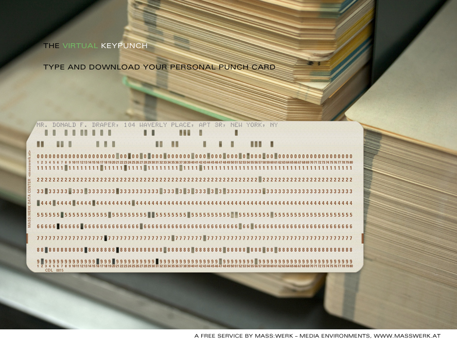 The Virtual Keypunch - Type and Download Your Personal Punch Card