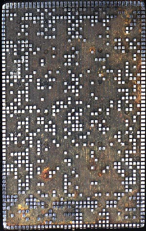 Character code plate of the IBM 026 key punch.