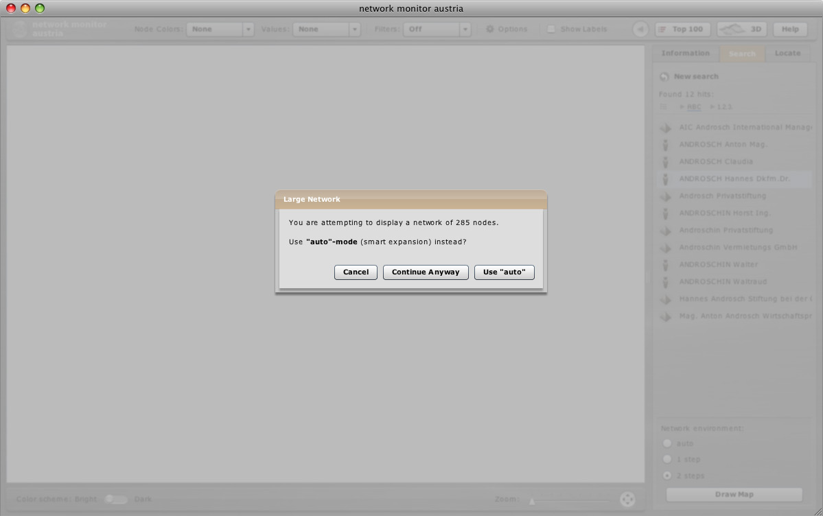 network monitor v2.0: large network warning