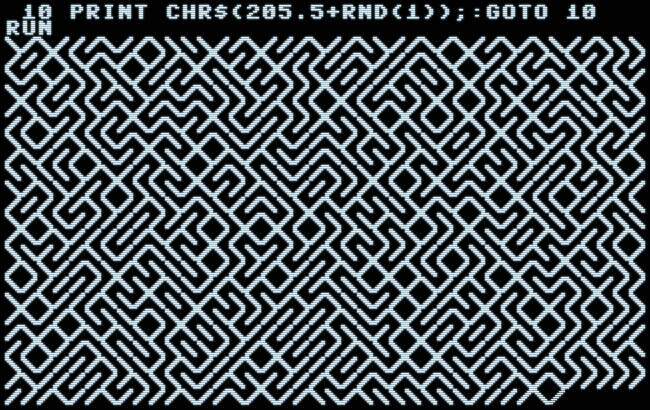 "10 PRINT" using the C64 character set.