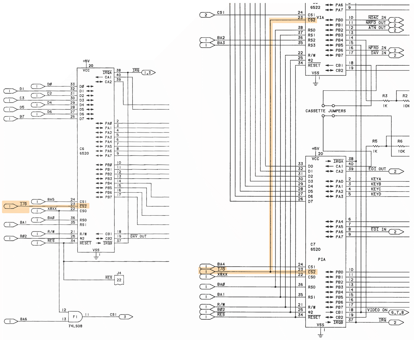 PET  2001N dynamic board: I/O select logic