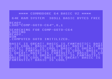 Screenshot ofthe program running on an emulated C64 (VICE).