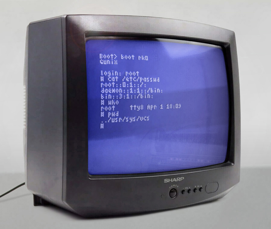 Illustation for April 1: Atari 2600 running System V, screen