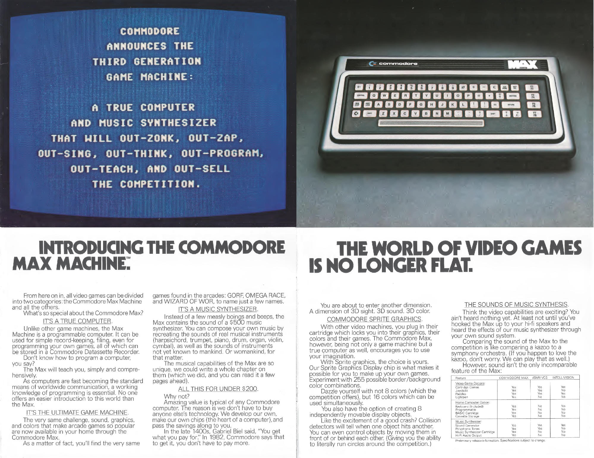 Pamphlet: Introducing the Commodore Max Machine (Commodore, 1982)
