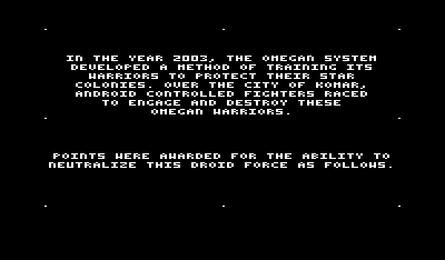 Omega Race for the VIC-20, Story (part 1).