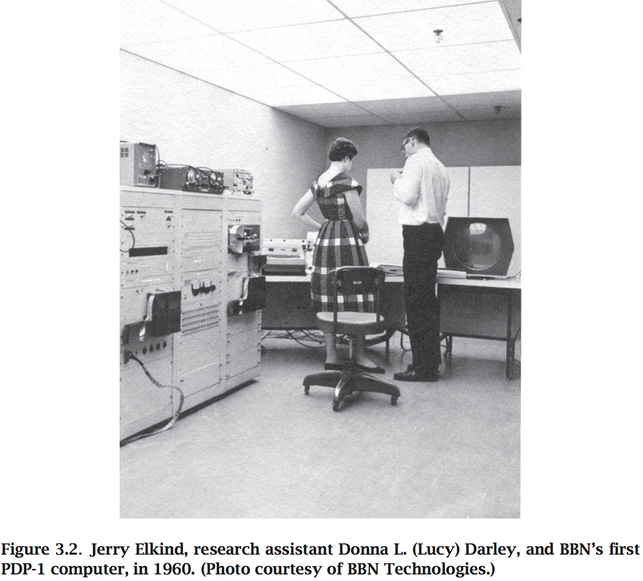 Early PDP-1 at BBN, white, 4 cabinets