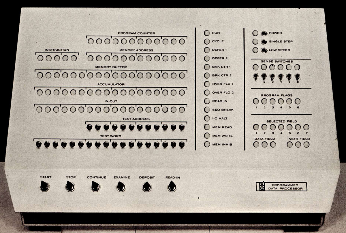 Control console of a white PDP-1B