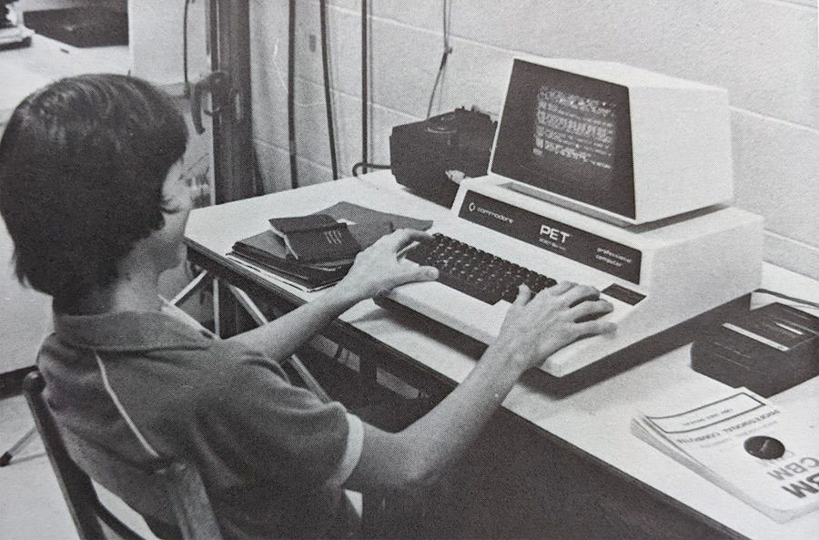 Daryn Bee operating a Commodore PET while in 9th grade.