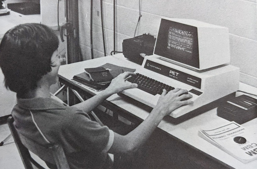 Daryn Bee operating a Commodore PET while in 9th grade.