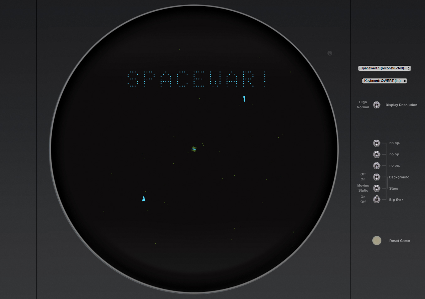 Spacewar 1 (recontructed) in emulation