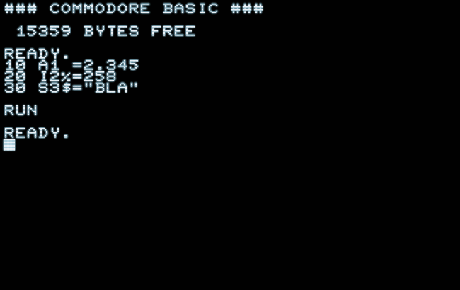 screenshot of an emulated PET screen sowing a BASIC program