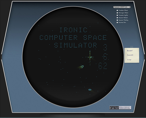Ironic Computer Space Simulator for the PDP-1 (2016)