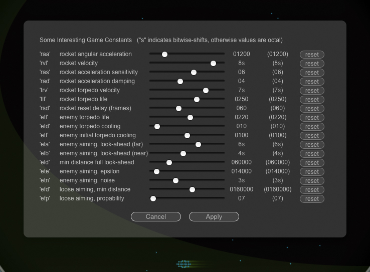 ICSS parameters dialog.