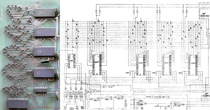 Diode matrices used to define on-screen objects in Computer Space